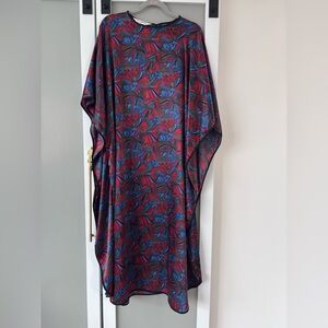 Lightweight Floral Maxi Kaftan Dress in Red and Blue